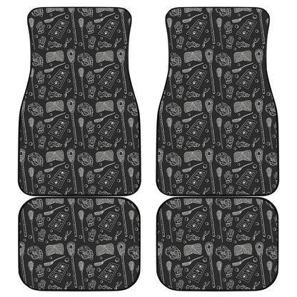 Doodle Lacrosse Pattern Print Front and Back Car Floor Mats
