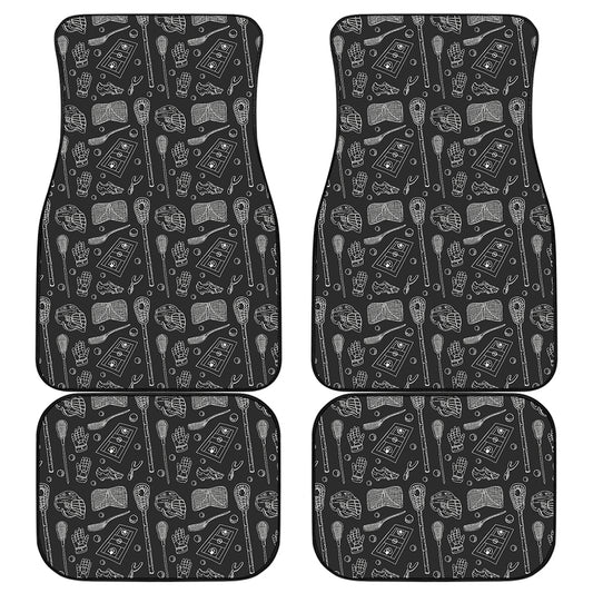 Doodle Lacrosse Pattern Print Front and Back Car Floor Mats