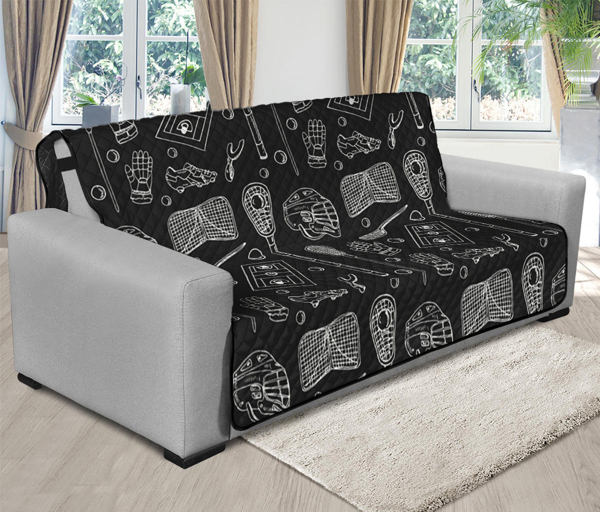 Doodle Lacrosse Pattern Print Futon Protector