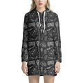 Doodle Lacrosse Pattern Print Pullover Hoodie Dress