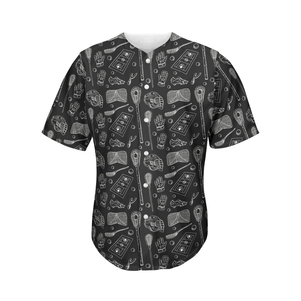 Doodle Lacrosse Pattern Print Men's Baseball Jersey