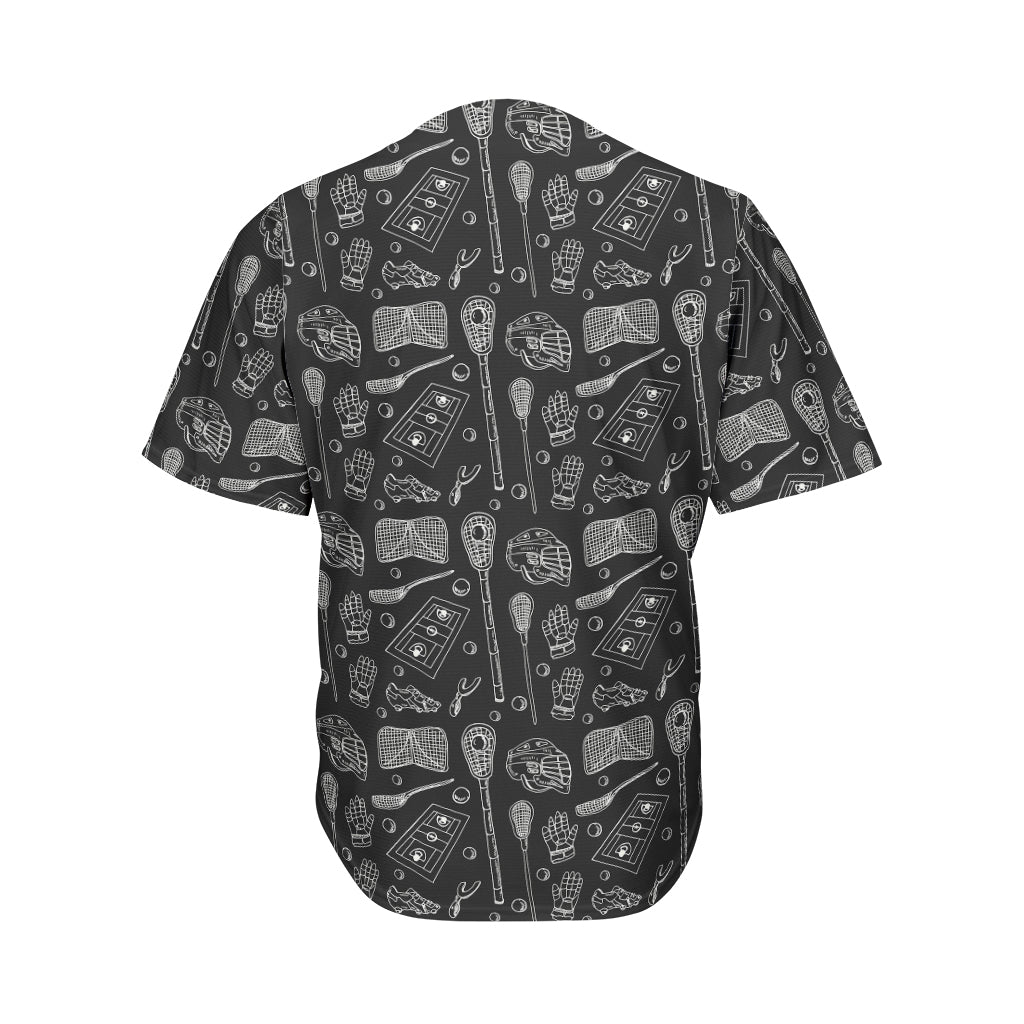 Doodle Lacrosse Pattern Print Men's Baseball Jersey