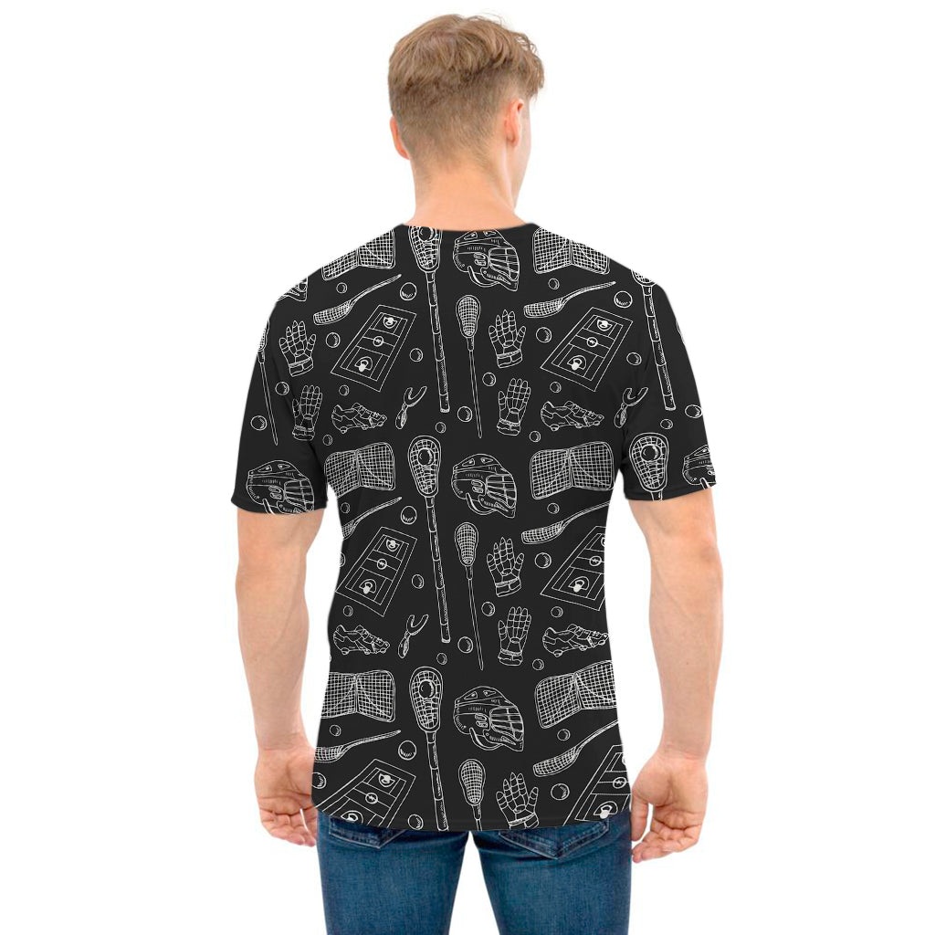 Doodle Lacrosse Pattern Print Men's T-Shirt
