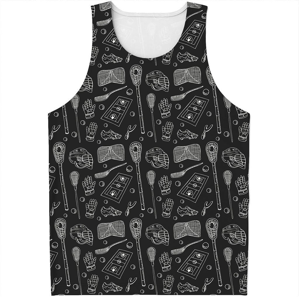 Doodle Lacrosse Pattern Print Men's Tank Top