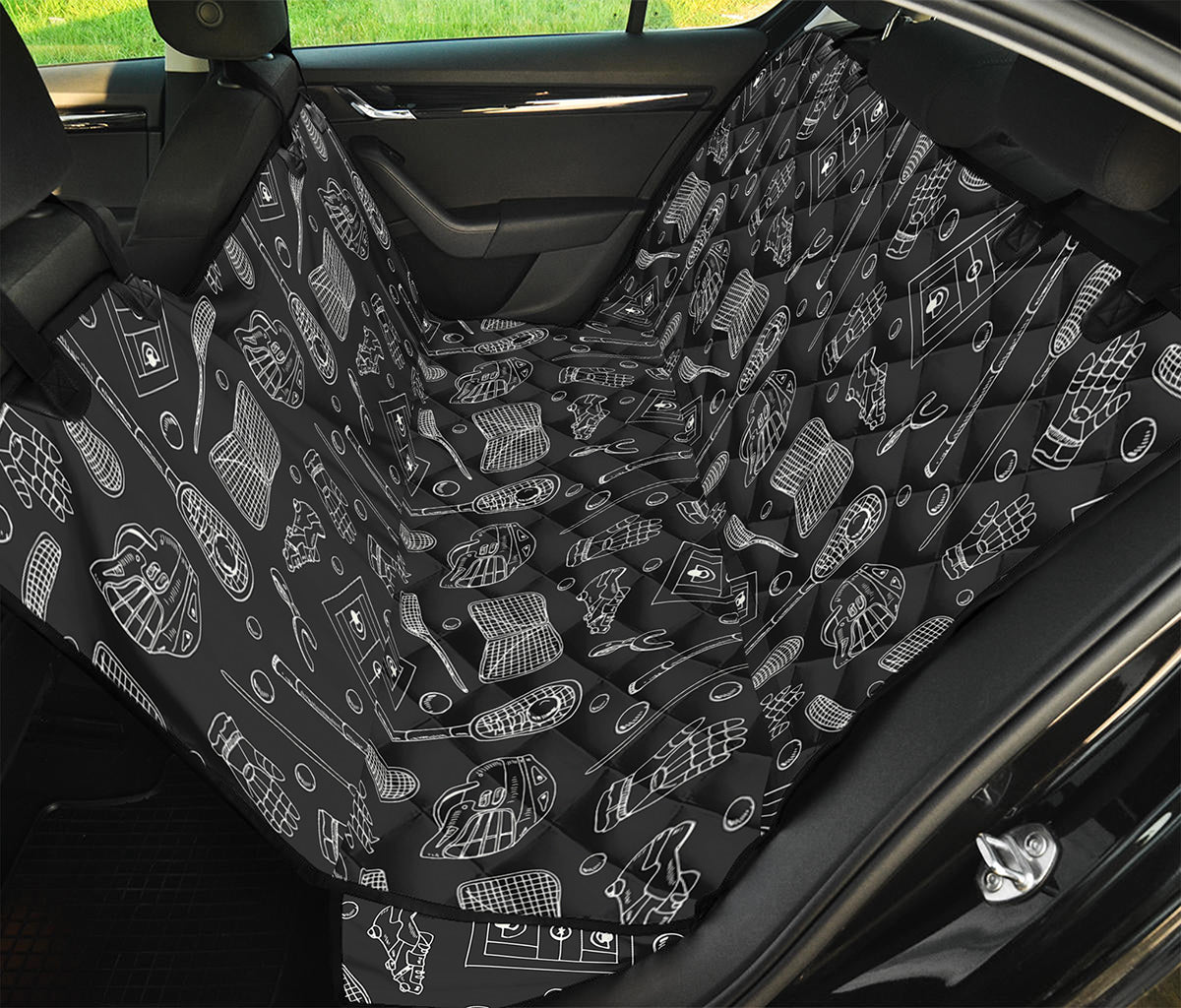 Doodle Lacrosse Pattern Print Pet Car Back Seat Cover