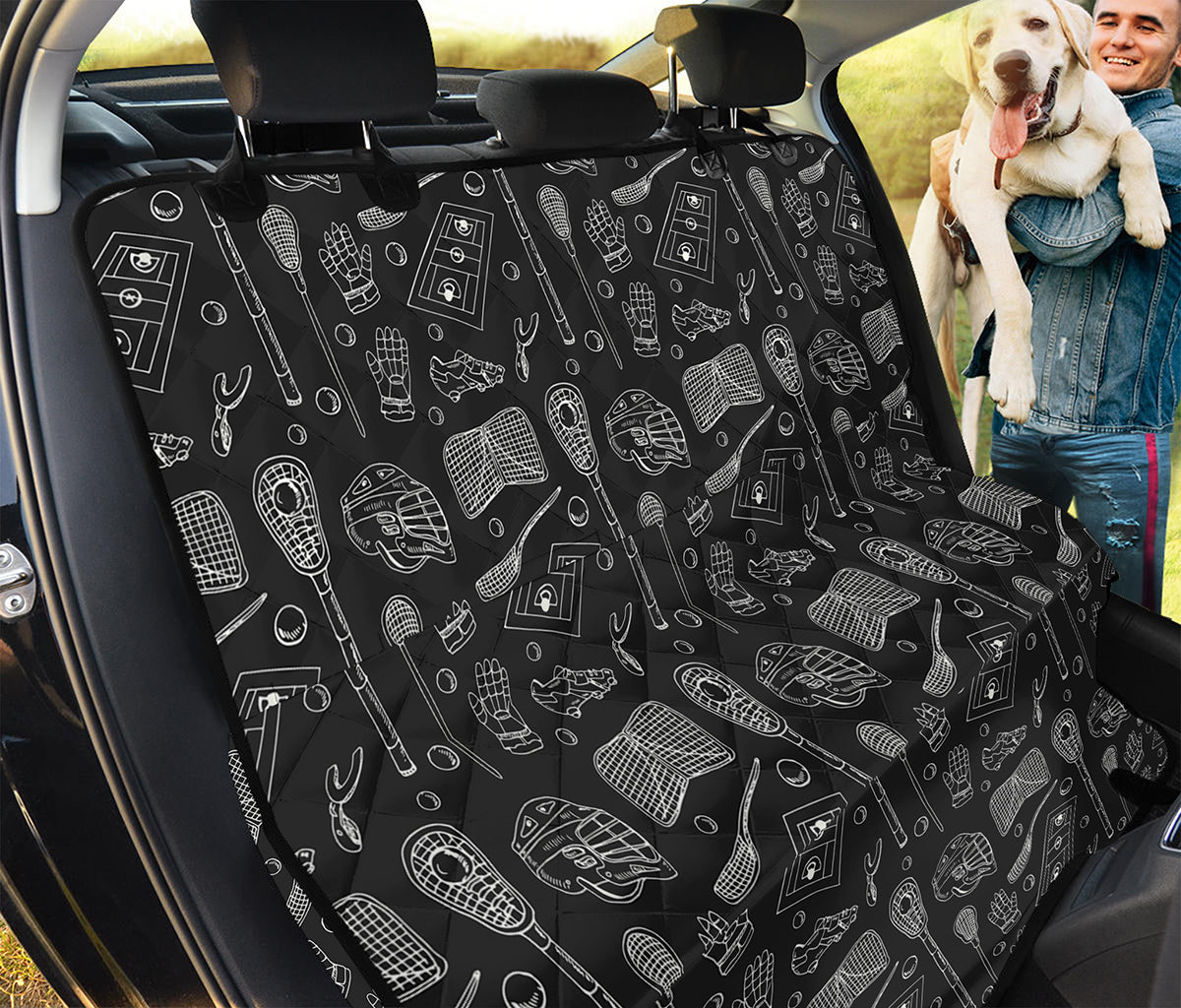 Doodle Lacrosse Pattern Print Pet Car Back Seat Cover