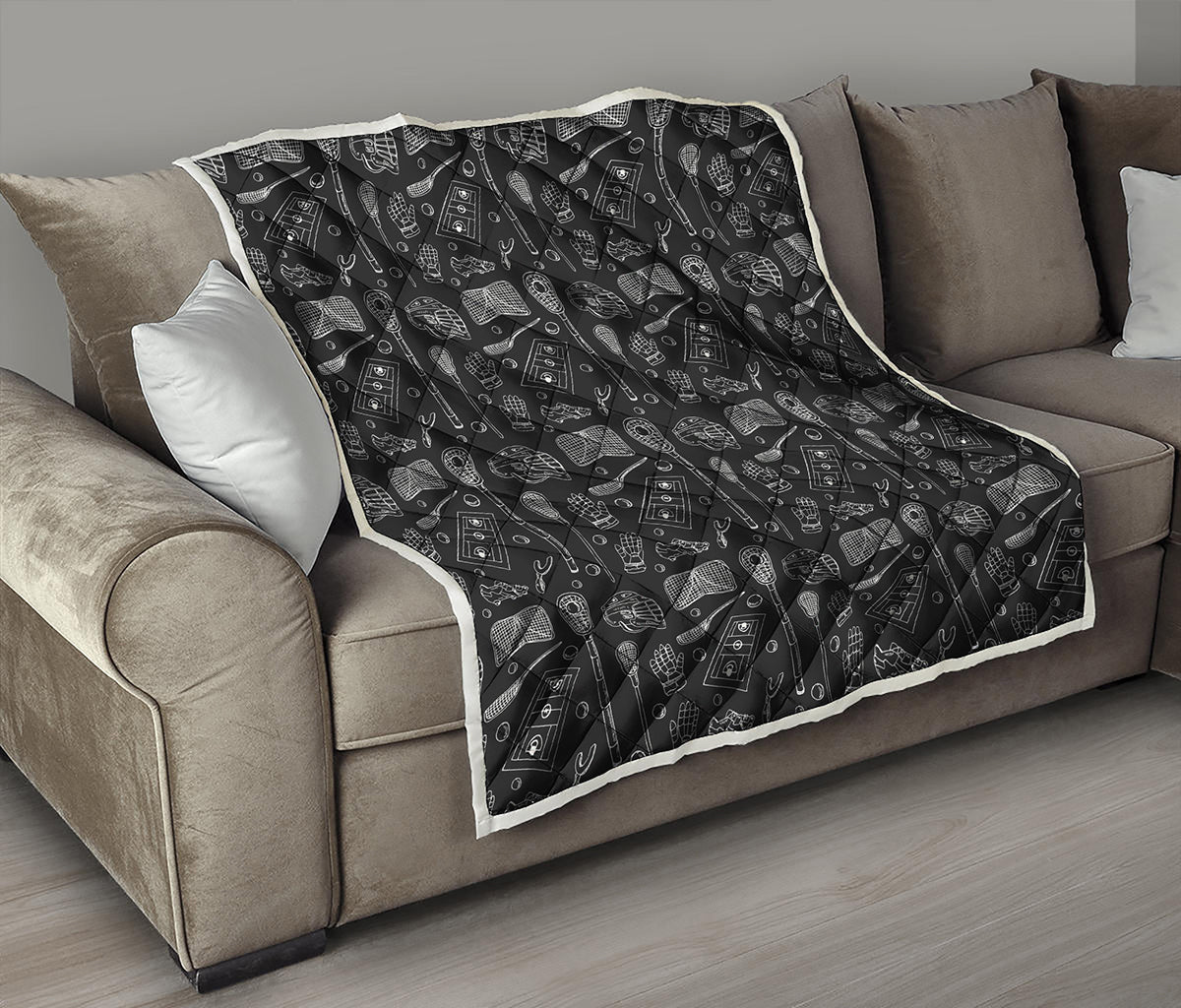 Doodle Lacrosse Pattern Print Quilt