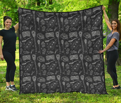 Doodle Lacrosse Pattern Print Quilt