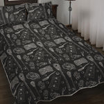 Doodle Lacrosse Pattern Print Quilt Bed Set