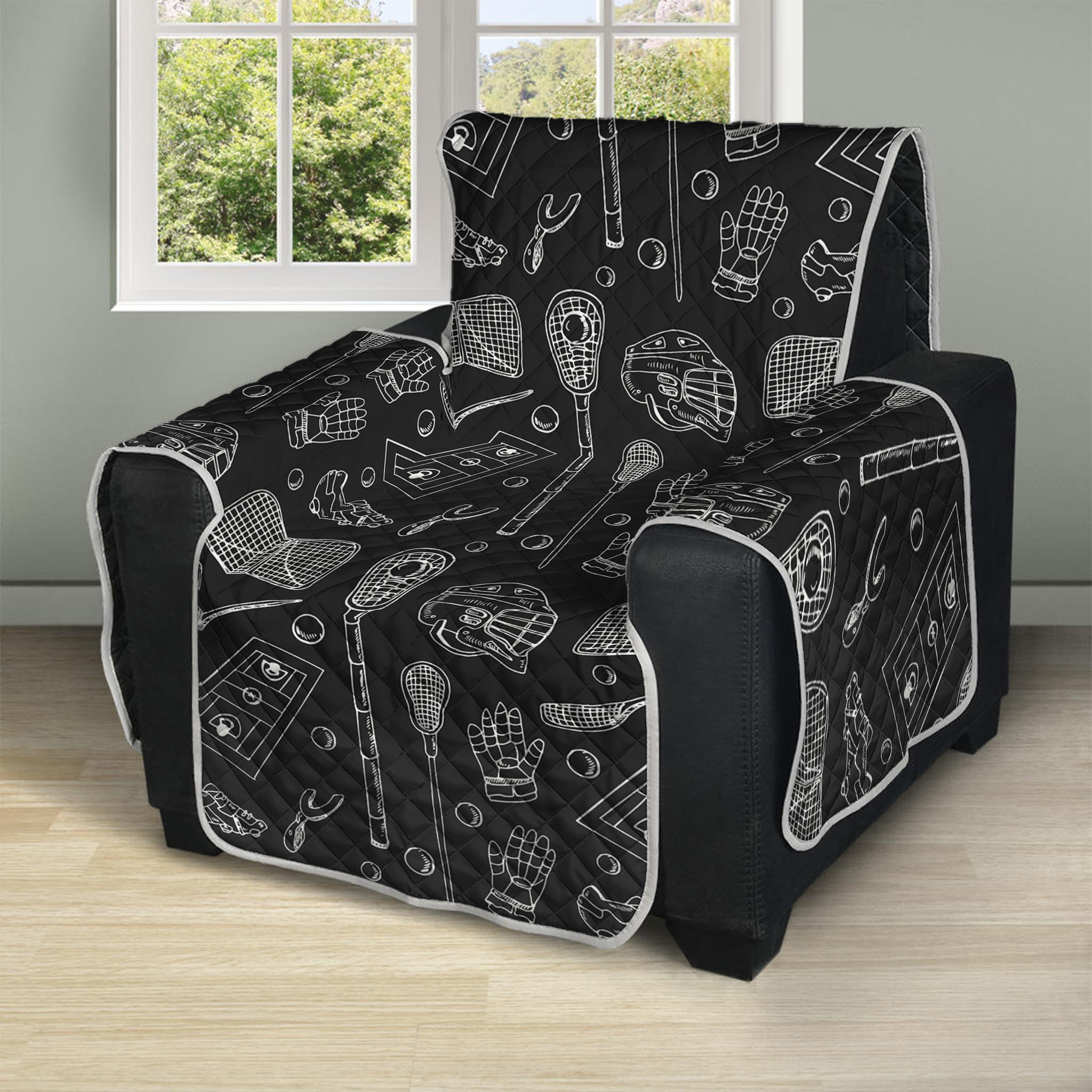 Doodle Lacrosse Pattern Print Recliner Protector