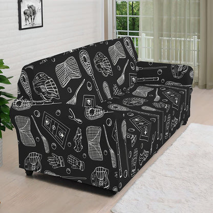 Doodle Lacrosse Pattern Print Sofa Cover