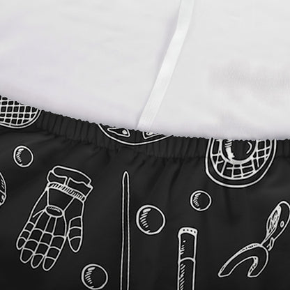 Doodle Lacrosse Pattern Print Sofa Cover