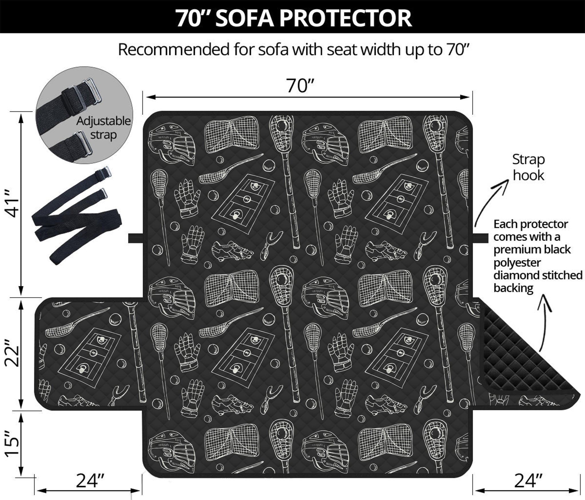 Doodle Lacrosse Pattern Print Sofa Protector