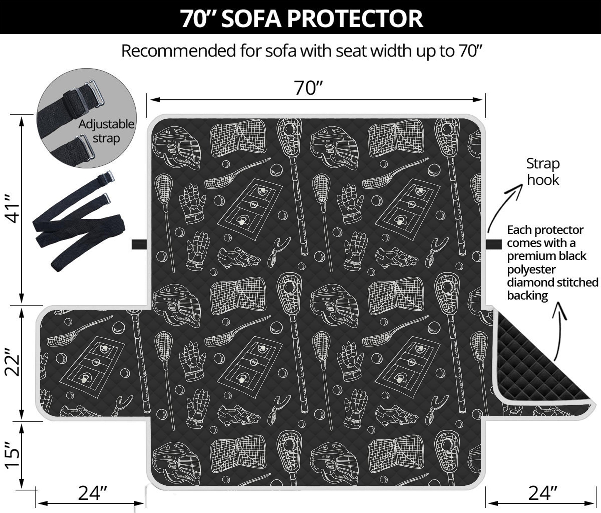 Doodle Lacrosse Pattern Print Sofa Protector