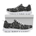 Doodle Lacrosse Pattern Print White Running Shoes