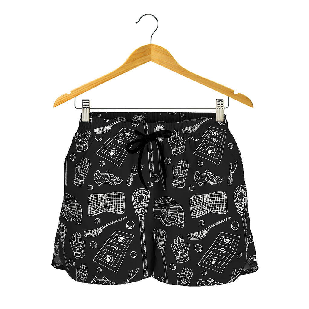 Doodle Lacrosse Pattern Print Women's Shorts