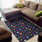 Doodle Planets Pattern Print Area Rug