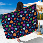Doodle Planets Pattern Print Beach Sarong Wrap