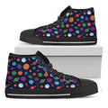 Doodle Planets Pattern Print Black High Top Sneakers