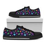 Doodle Planets Pattern Print Black Low Top Shoes