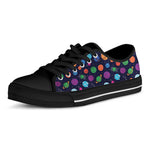 Doodle Planets Pattern Print Black Low Top Shoes