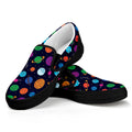 Doodle Planets Pattern Print Black Slip On Sneakers