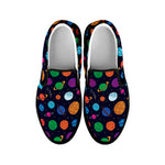 Doodle Planets Pattern Print Black Slip On Shoes