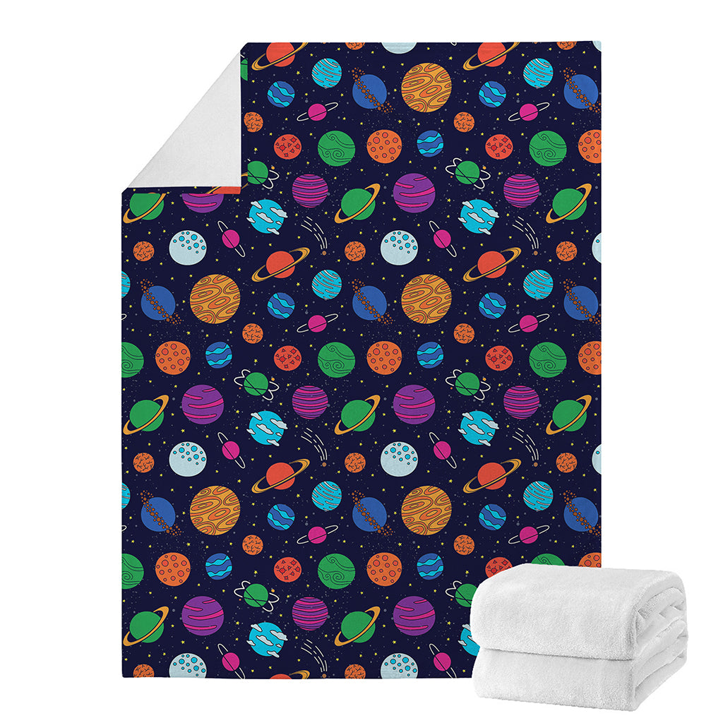 Doodle Planets Pattern Print Blanket