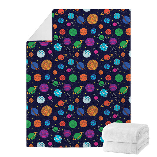Doodle Planets Pattern Print Blanket