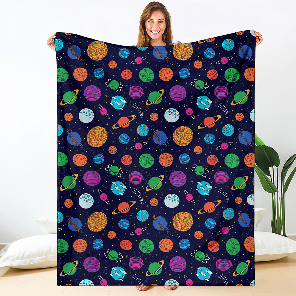 Doodle Planets Pattern Print Blanket