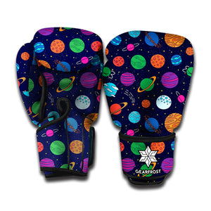 Doodle Planets Pattern Print Boxing Gloves