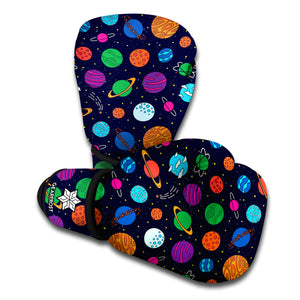 Doodle Planets Pattern Print Boxing Gloves