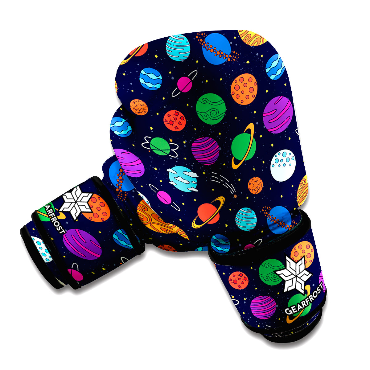 Doodle Planets Pattern Print Boxing Gloves