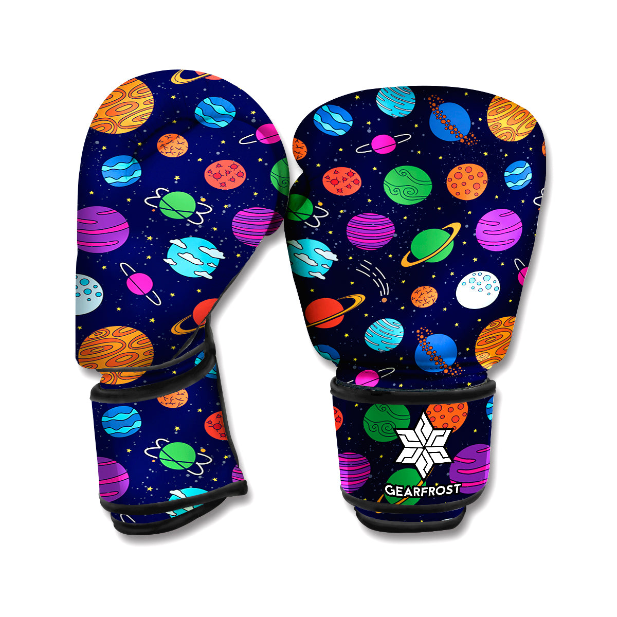 Doodle Planets Pattern Print Boxing Gloves