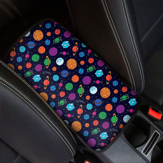Doodle Planets Pattern Print Car Center Console Cover