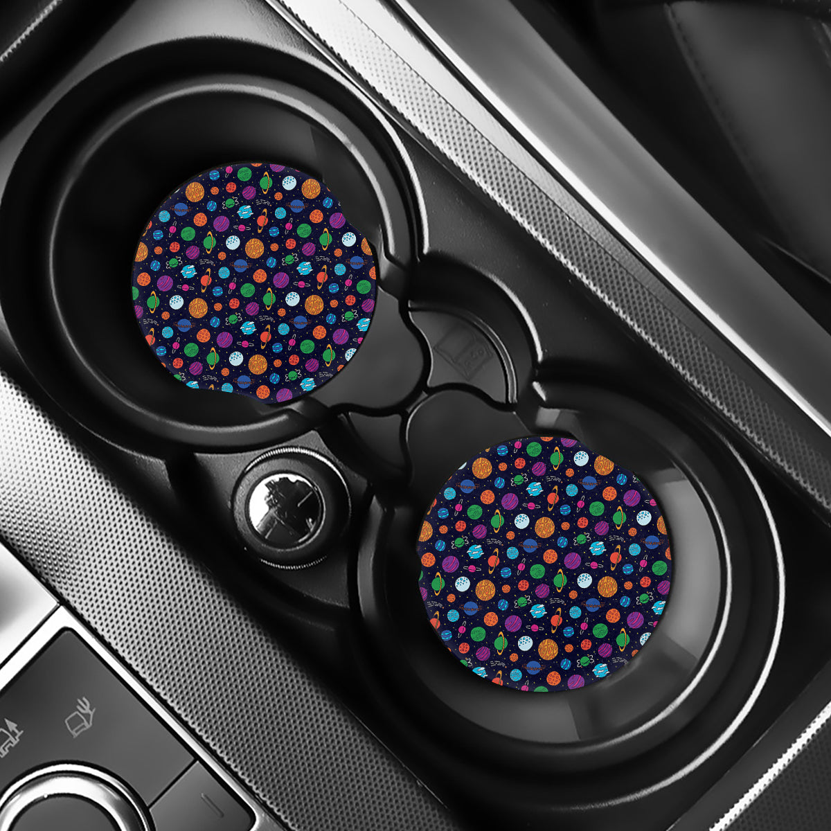 Doodle Planets Pattern Print Car Coasters