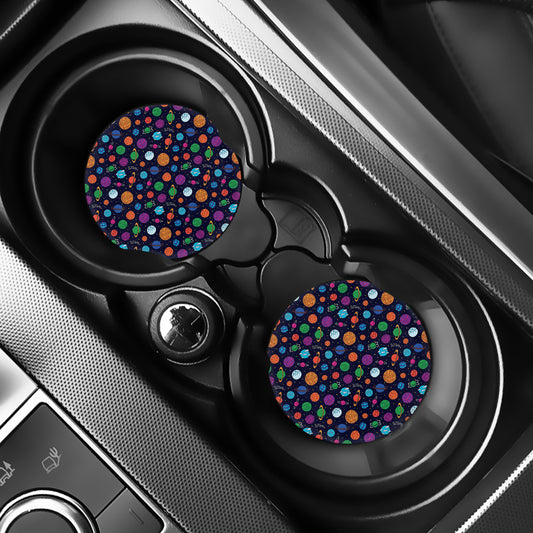 Doodle Planets Pattern Print Car Coasters