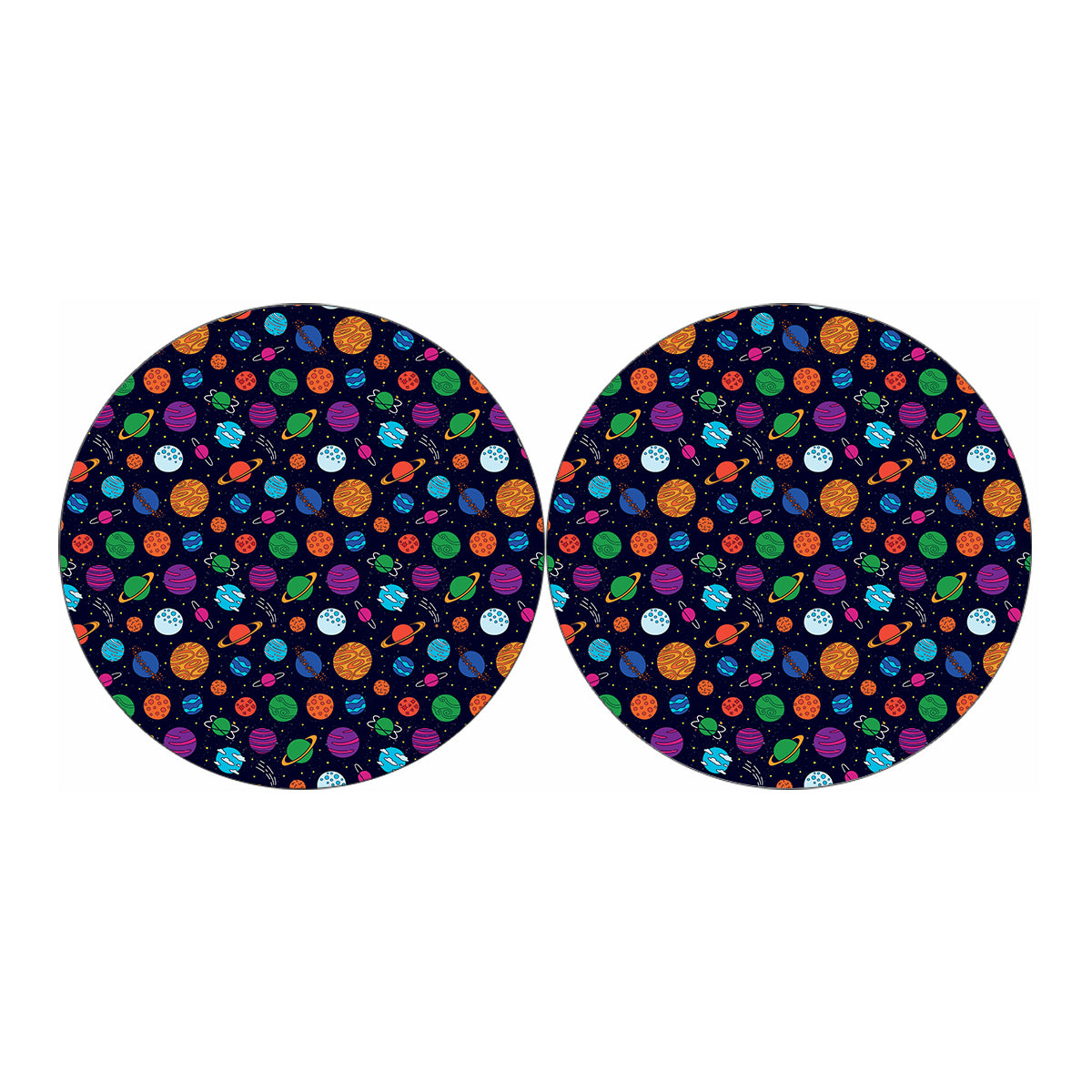 Doodle Planets Pattern Print Car Coasters