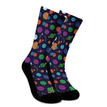 Doodle Planets Pattern Print Crew Socks