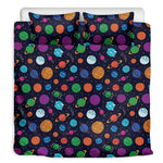 Doodle Planets Pattern Print Duvet Cover Bedding Set