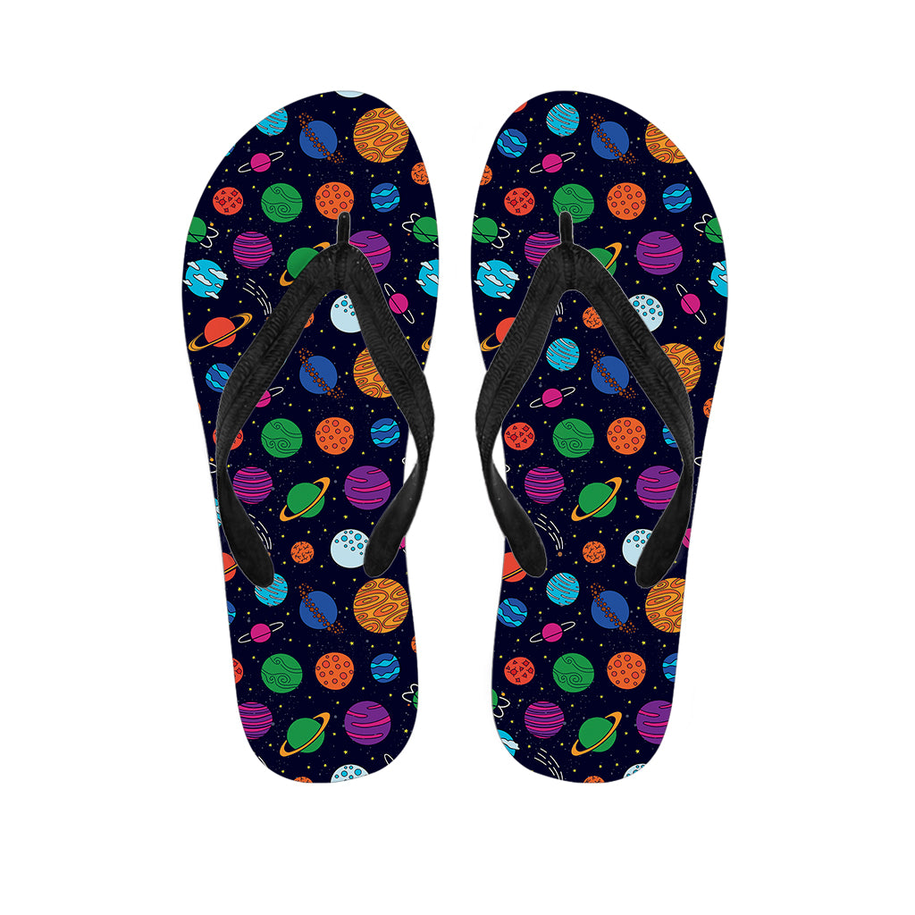Doodle Planets Pattern Print Flip Flops