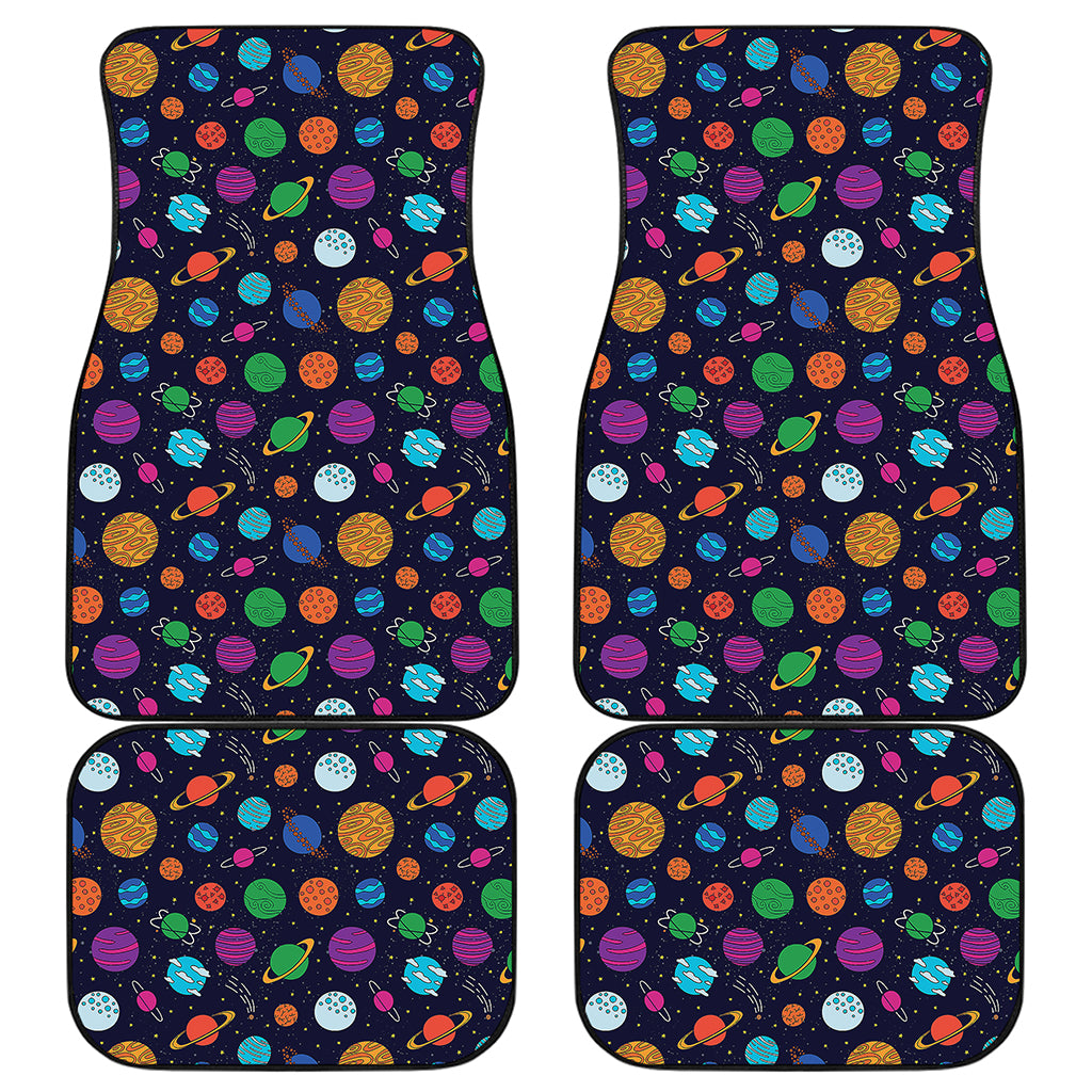 Doodle Planets Pattern Print Front and Back Car Floor Mats