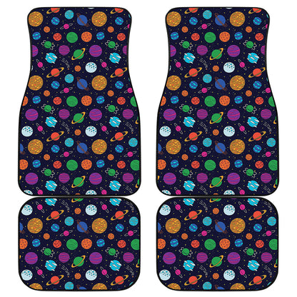 Doodle Planets Pattern Print Front and Back Car Floor Mats