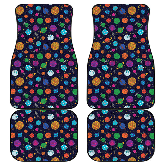Doodle Planets Pattern Print Front and Back Car Floor Mats