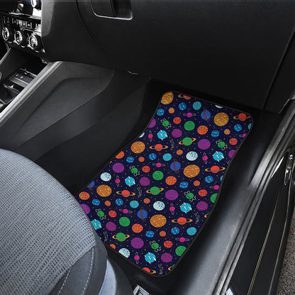 Doodle Planets Pattern Print Front and Back Car Floor Mats