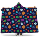 Doodle Planets Pattern Print Hooded Blanket