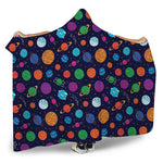 Doodle Planets Pattern Print Hooded Blanket