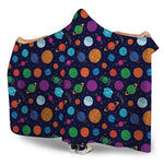 Doodle Planets Pattern Print Hooded Blanket
