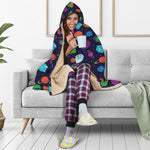 Doodle Planets Pattern Print Hooded Blanket