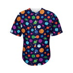 Doodle Planets Pattern Print Men's Baseball Jersey